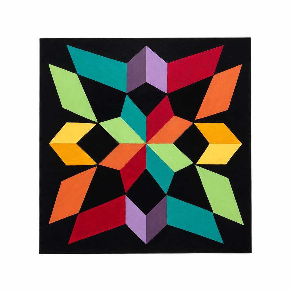 Carpenter's Star Geometric Hand-Painted Wood Barn Quilt Wall Art